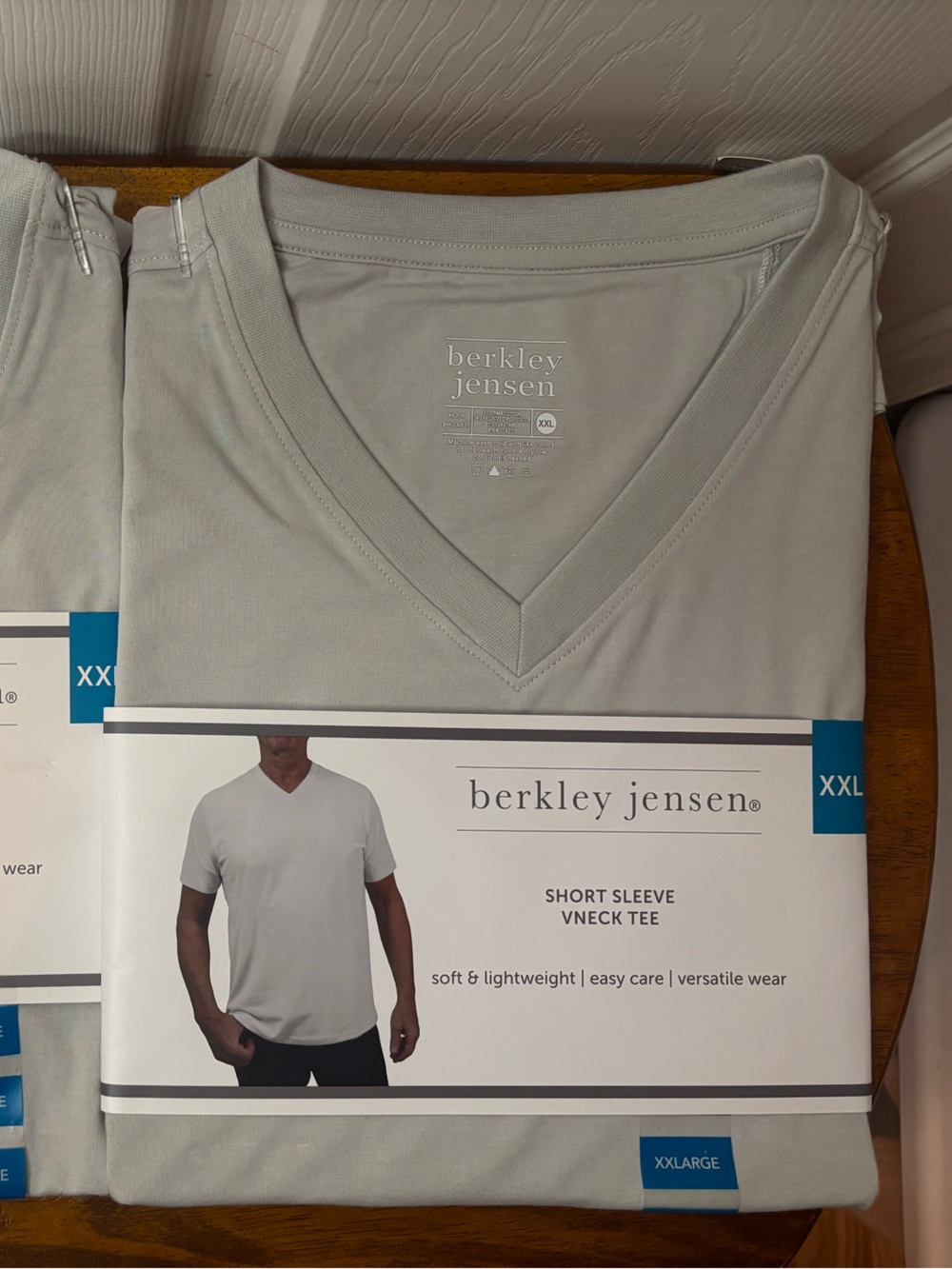 Berkley Jensen Men's Short Sleeve V-Neck Tee - Light Gray